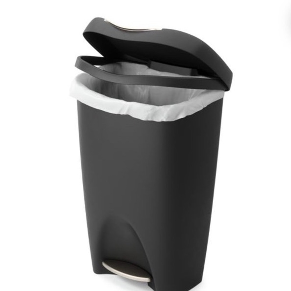 Black Step Trash Can with Swinging Lid